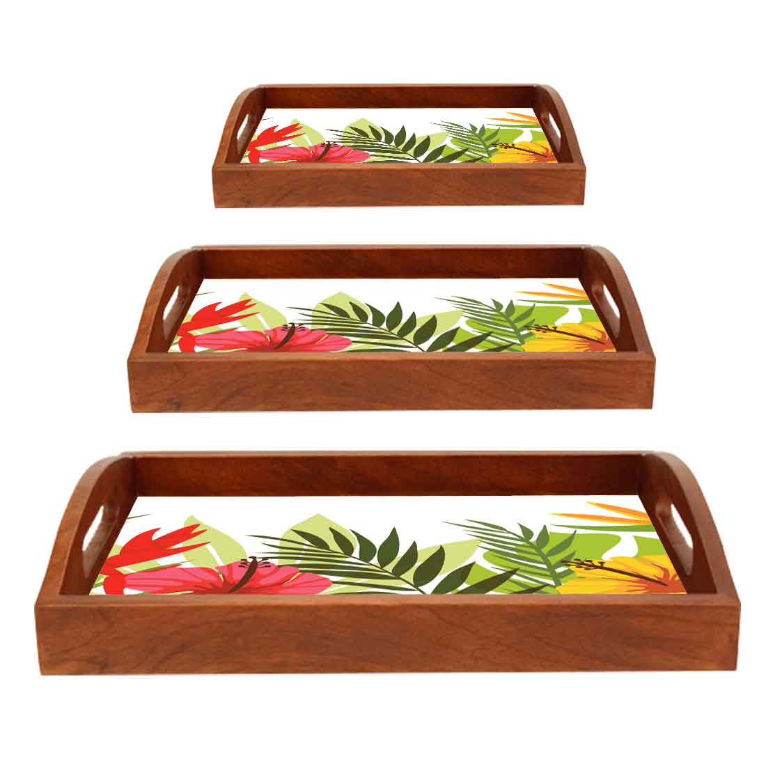 Wooden Tray Set Of 3 for Dining and Kitchen Use