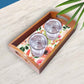 Rectangular Wooden Coffee Table Trays with Handle Set of 3 Designer Trays