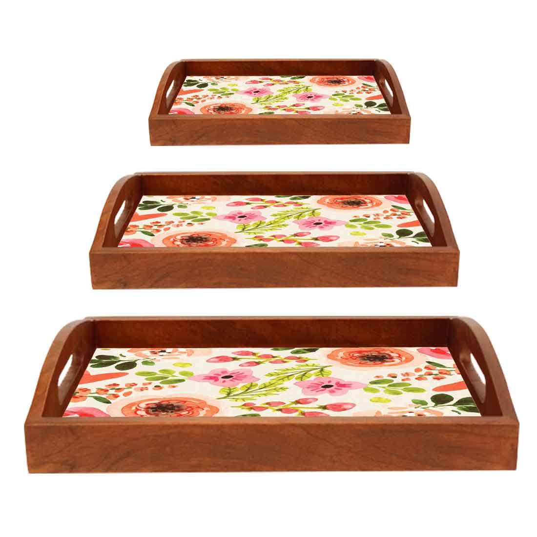 Rectangular Wooden Tray with Handle