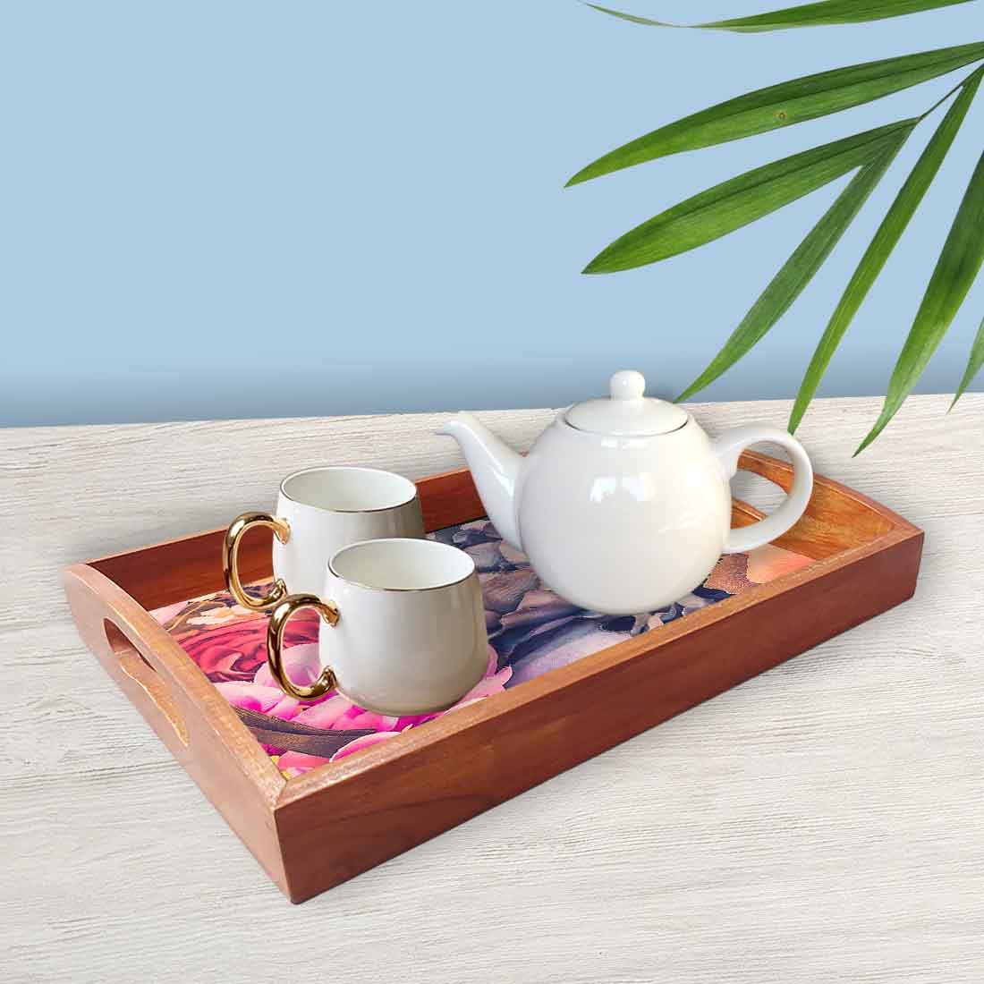 Serving Tea Tray Set of 3 Nesting Trays for Serving Snacks