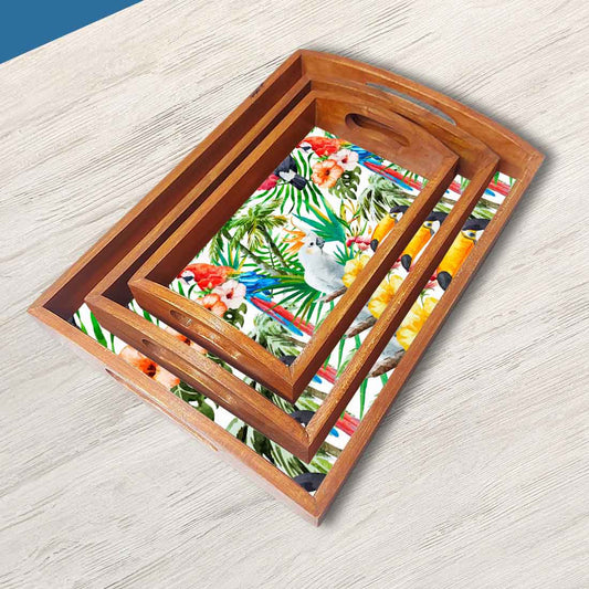 Wooden Nesting Trays for Serving Set of 3 for Kitchen & Dinign Use