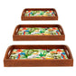 Wooden Serving Tray Set of 3 for Home Décor