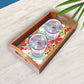 Wooden Serving Tray Set of 3 Nesting Trays Stackable Platters - Stripe