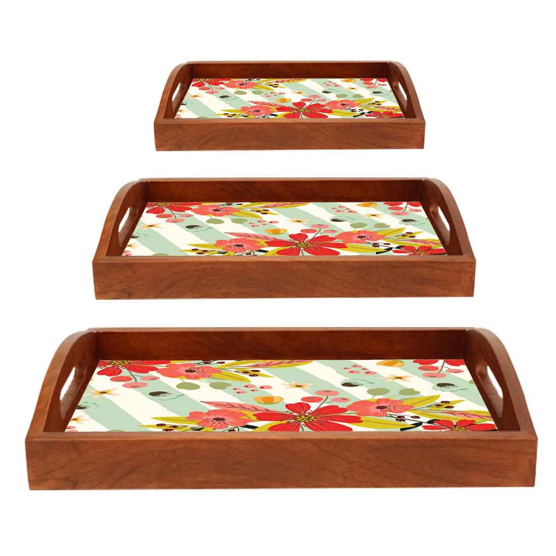 Serving Tray for Kitchen  Set Of 3 With Handle