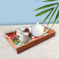 Rectangular Shaped Wooden Coffee Serving Tray Set of 3 - Hibiscus