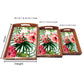 Rectangular Shaped Wooden Coffee Serving Tray Set of 3 - Hibiscus