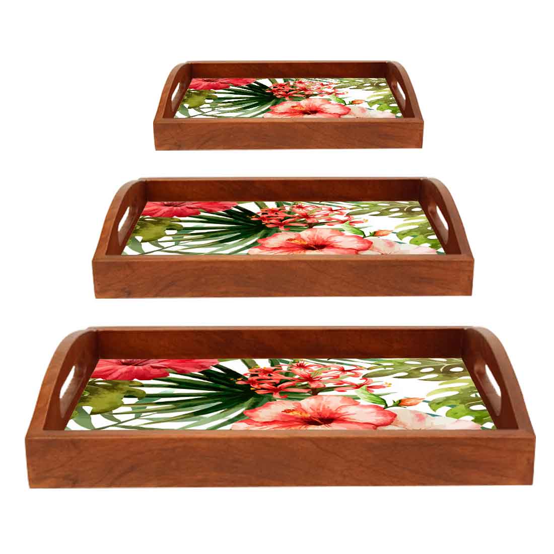 Wooden Serving Tray Set of 3 Designer Trays
