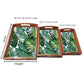 Wooden Tea Tray for Serving Set of 3 Designer Trays - Monstera Leaf