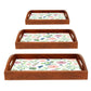 Wooden Serving Tray with Handle Set of 3