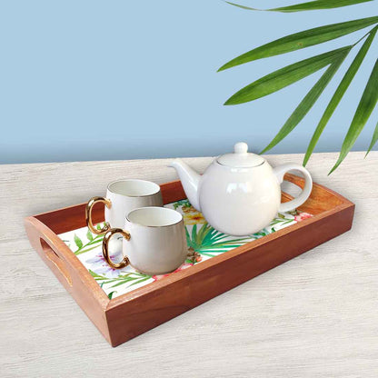 Wooden Tray Service with Handle Set of 3 Designer Trays - Pineapple