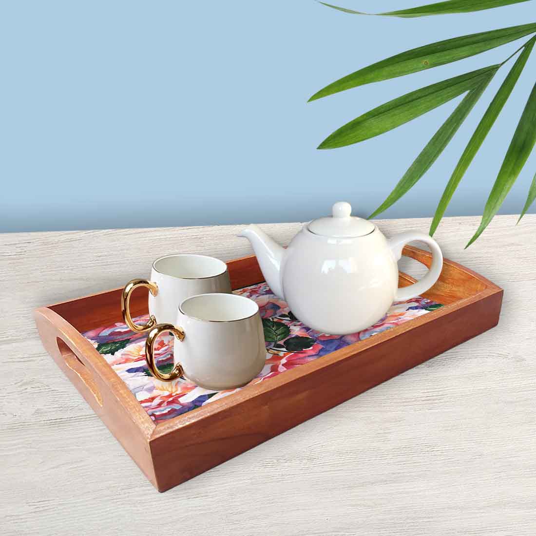 Wooden Tray Serving Plate Snacks Breakfast Set of 3