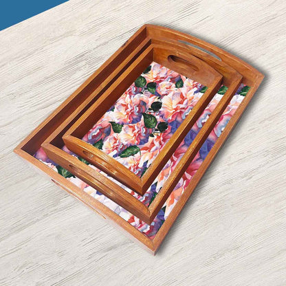 Wooden Tray Serving Plate Snacks Breakfast Set of 3