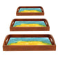 Designer Wooden Tray for Serving Set of 3 Different Sizes