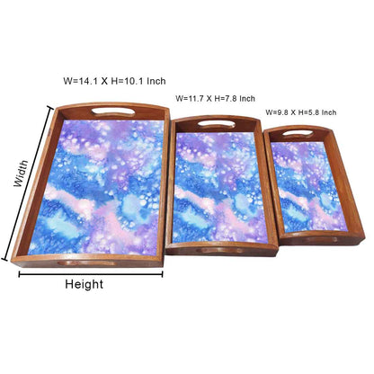 Wooden Serving Tray Set of 3 Designer Trays for Tea Coffee