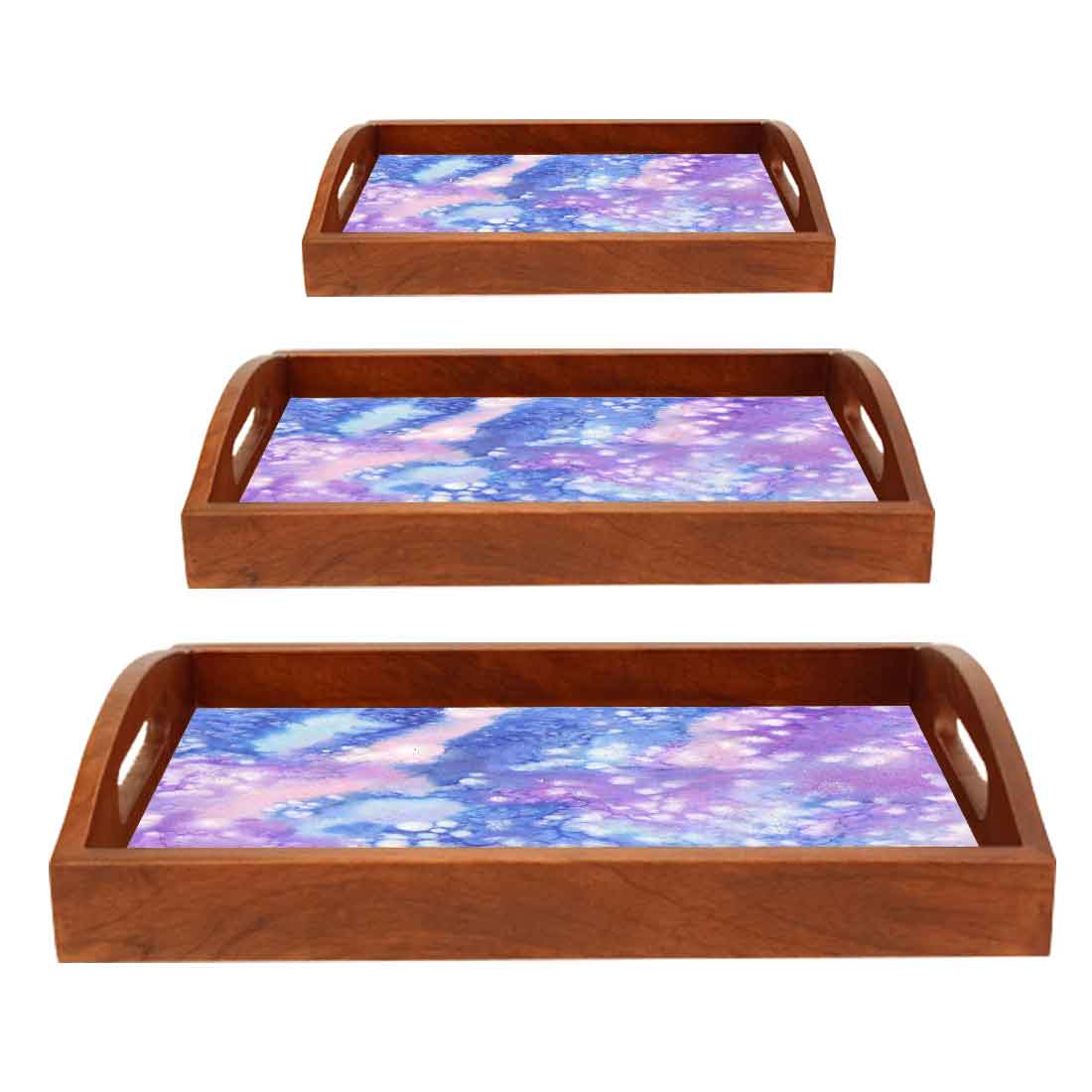 Wooden Serving Tray Set of 3 Designer Trays for Tea Coffee