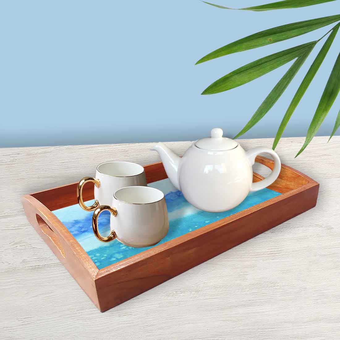Designer Wooden Tea Tray for Serving Set of 3 Different Sizes