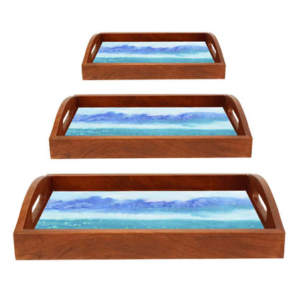 Designer Wooden Tray for Serving Set of 3 Different Sizes