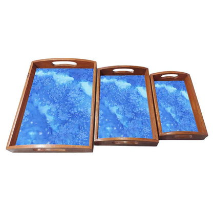 Wooden Serving Tray Set of 3 Designer Trays Serving Set