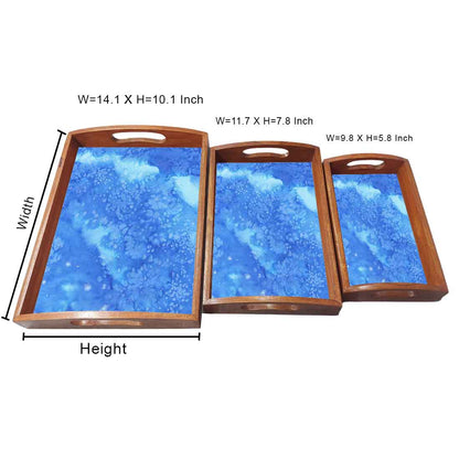 Wooden Serving Tray Set of 3 Designer Trays Serving Set