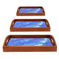 Wooden Tea Tray for Serving Set of 3 Designer Trays