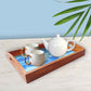 Wooden Rectangular Tray with Handles Set of 3 for Tea Coffee Serving
