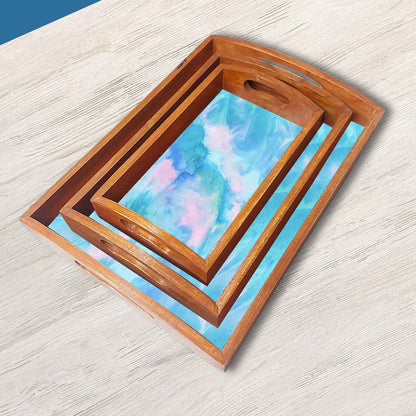 Wooden Tray Set of 3 for Serving Designer Trays