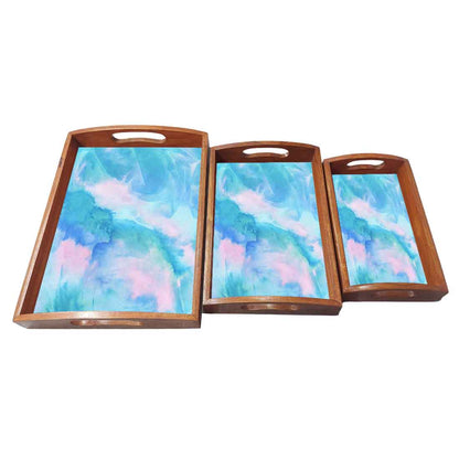 Wooden Tray Set of 3 for Serving Designer Trays