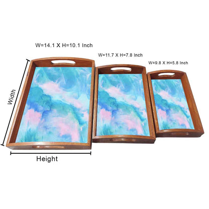 Wooden Tray Set of 3 for Serving Designer Trays