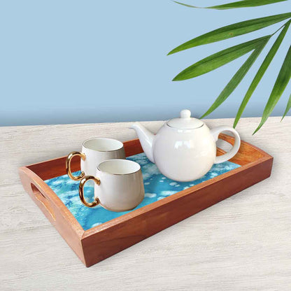 Wooden Designer Serving Trays for Serving Snacks Breakfast Set of 3