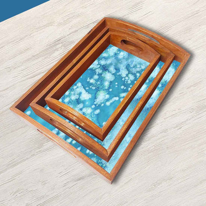 Wooden Designer Serving Trays for Serving Snacks Breakfast Set of 3