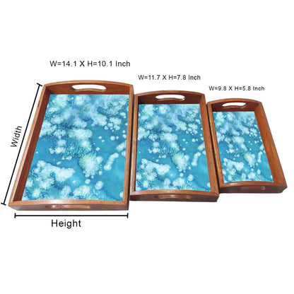 Wooden Designer Serving Trays for Serving Snacks Breakfast Set of 3