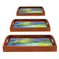 Wooden Rectangular Tray for Kitchen and Dining Use Set of 3