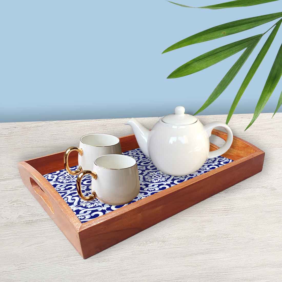Designer Wooden Food Serving Tray with Handle Set of 3