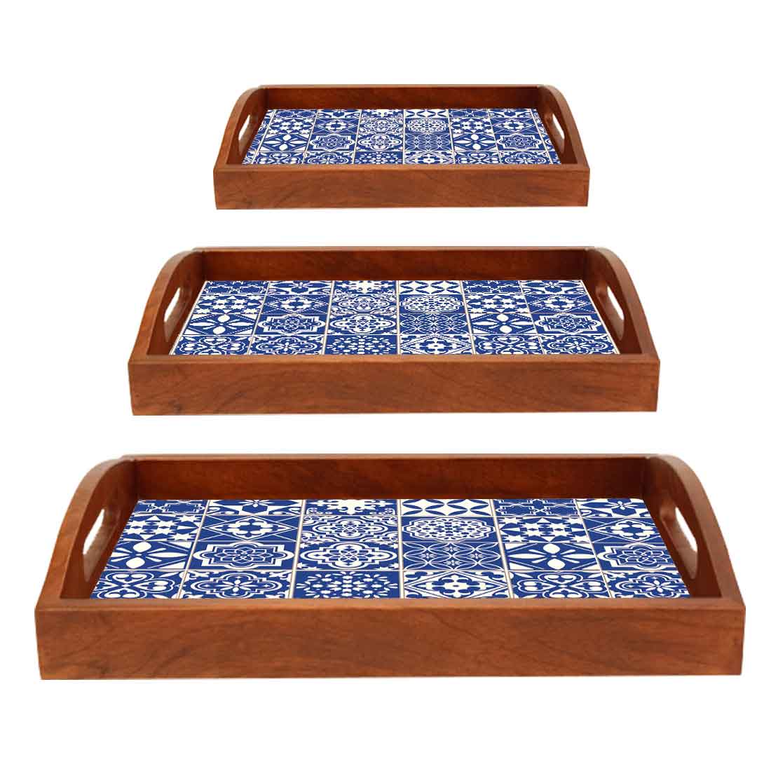Serving Tray Set Of 3 Nesting Trays Stackable Platters for Serving Snacks
