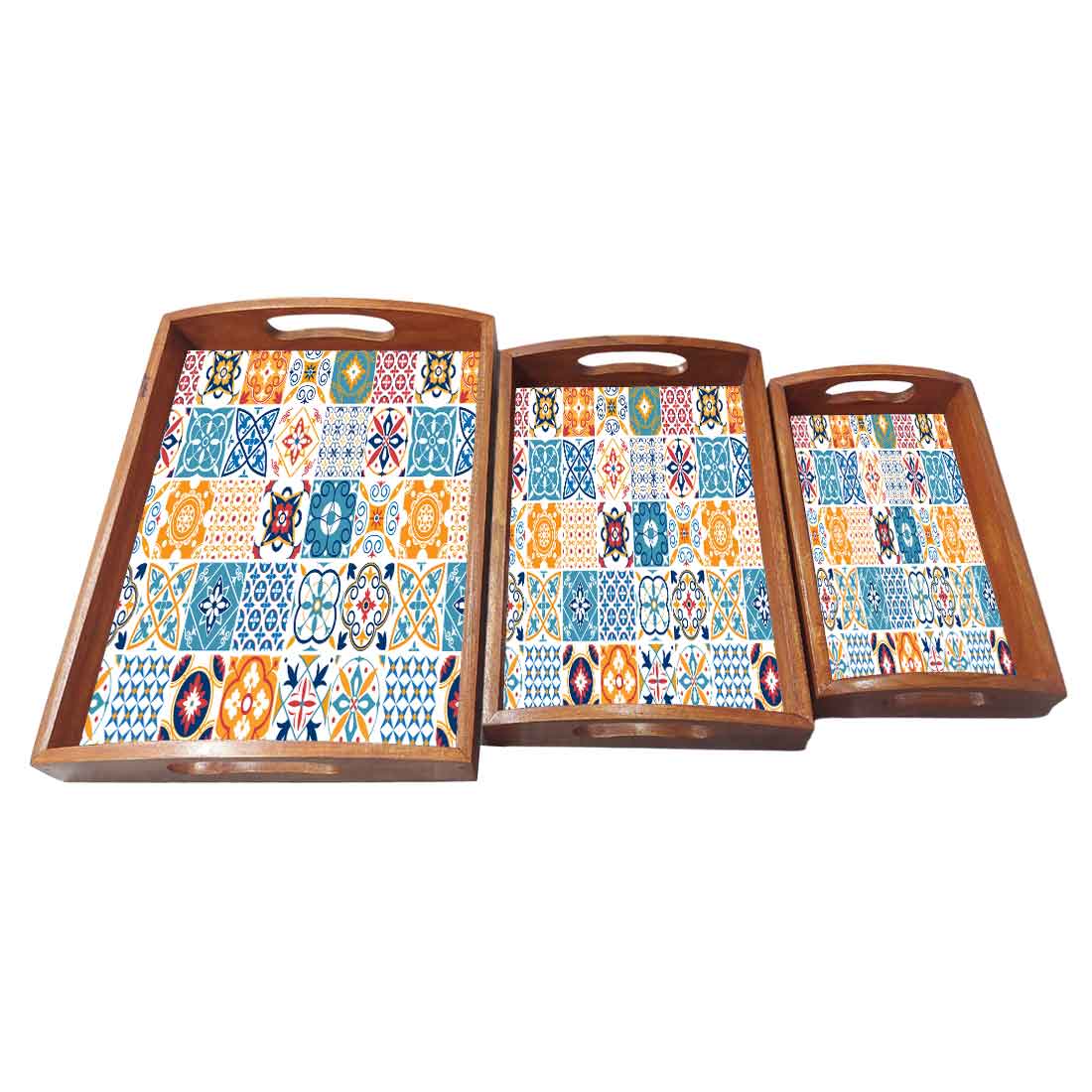 Wooden Serving Tray Set of 3 for Home Décor and Dinign Use