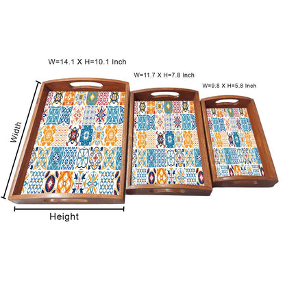 Wooden Serving Tray Set of 3 for Home Décor and Dinign Use