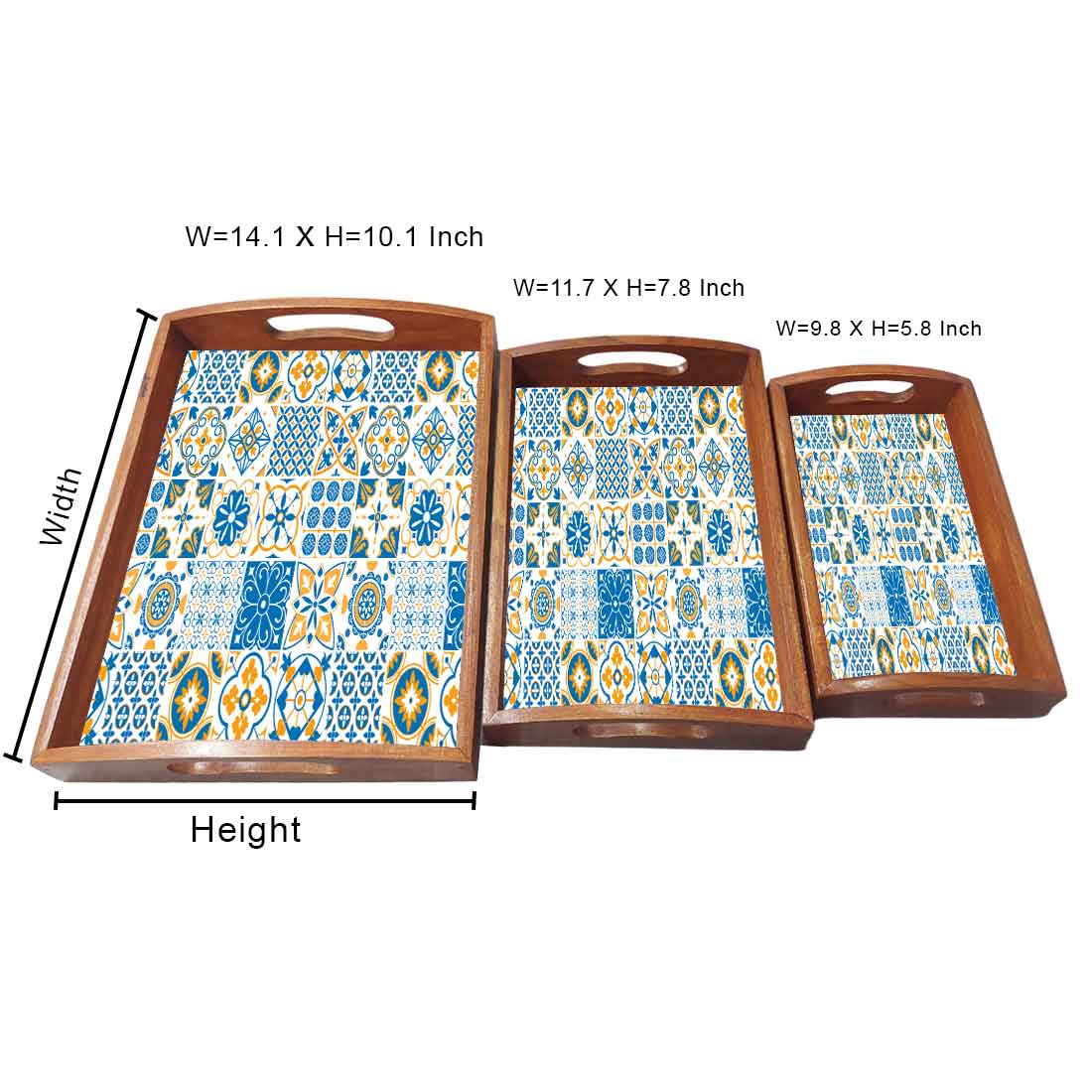 Serving Tray for Kitchen Set Of 3 With Handle Designer Trays