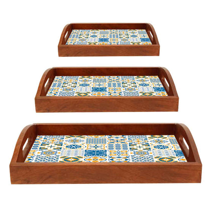 Serving Tray for Kitchen  Set Of 3 With Handle Designer Trays