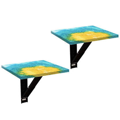 Bedside Table for Bedroom - Arctic Space Yellow Green Watercolor Nutcase