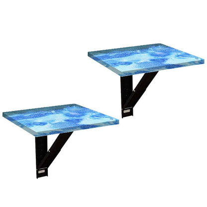 Wall Mount Night Table  - Arctic Space Blue Shades Watercolor Nutcase