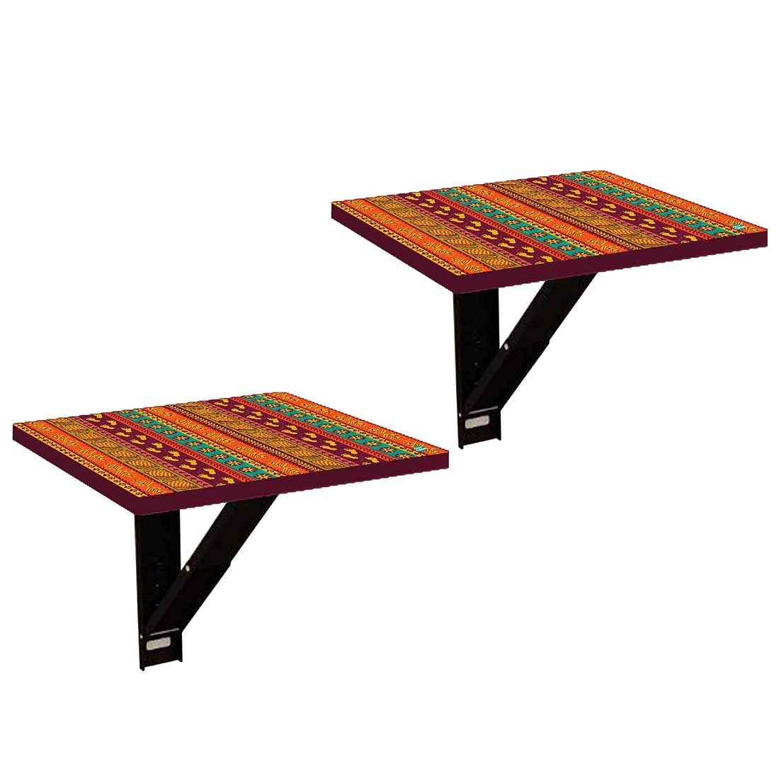 Floating Bedside Laptop Table for Bedroom - Aztec Orange Green Pattern Nutcase