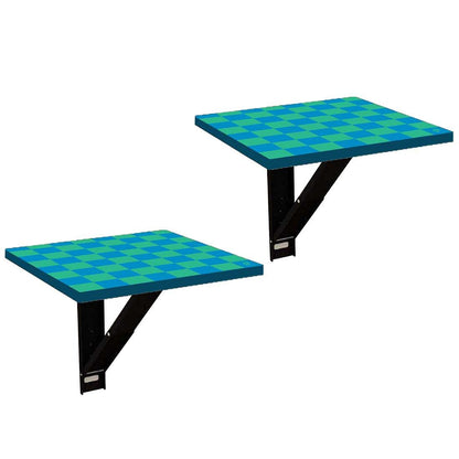 Space Saving Bedside Table Foldable   - Blue Green Check Nutcase