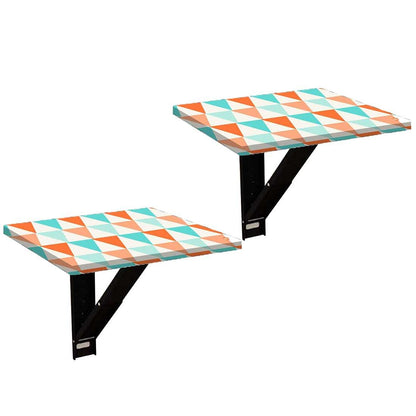 Wall Mounted Night Table For Bedroom - Orange and Mint Triangles Nutcase