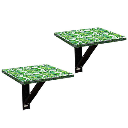 Folding Side Table for Bedroom - Dark Green Tropical Leaf Nutcase