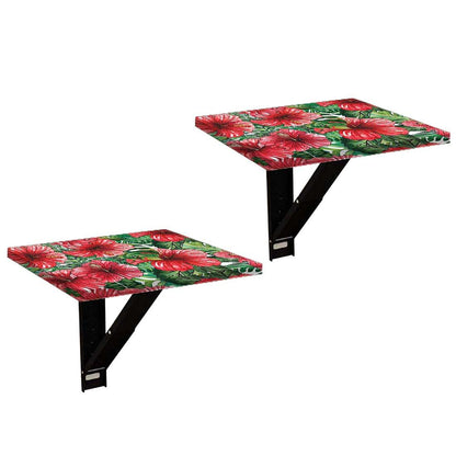 Floating Side Table for Bedroom - Red Hibiscus Nutcase