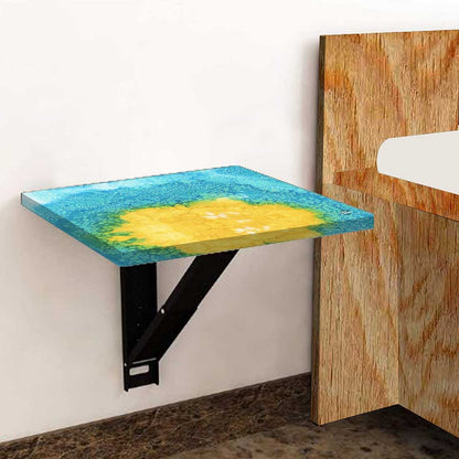 Bedside Table for Bedroom - Arctic Space Yellow Green Watercolor Nutcase