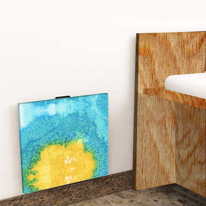 Bedside Table for Bedroom - Arctic Space Yellow Green Watercolor Nutcase