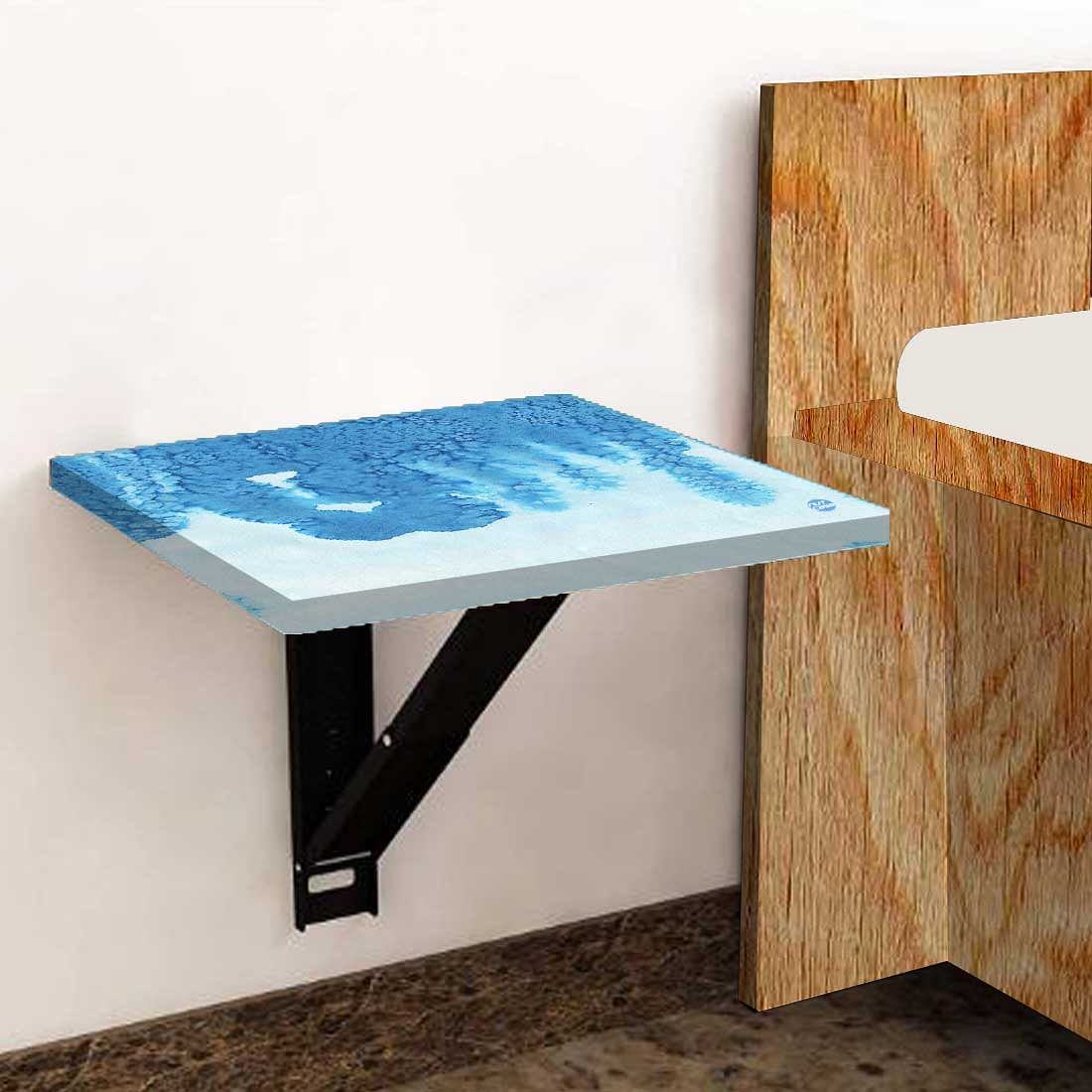 Wall Hung Bedside Table - Arctic Blue Space Watercolor Nutcase