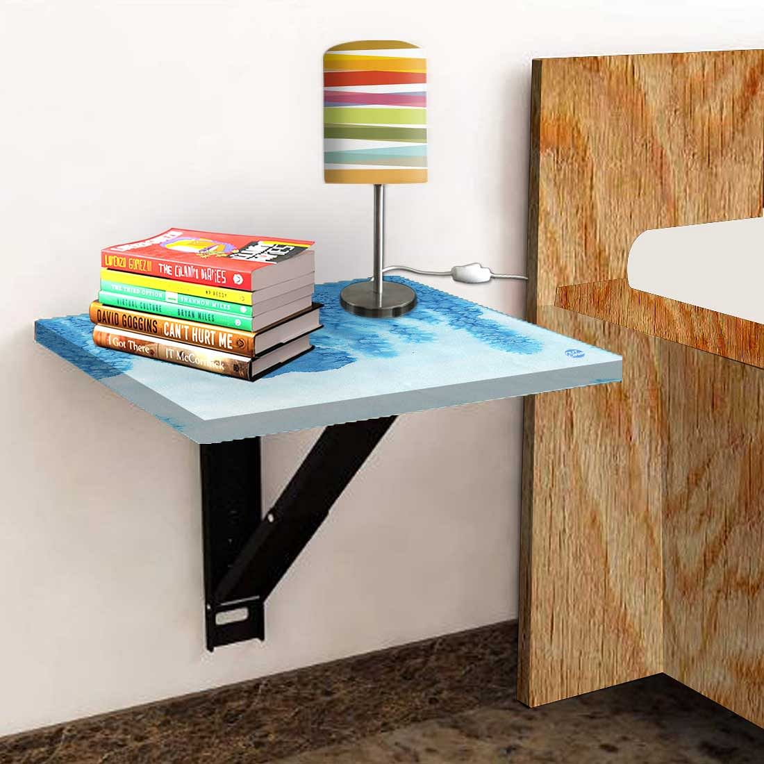 Wall Hung Bedside Table - Arctic Blue Space Watercolor Nutcase