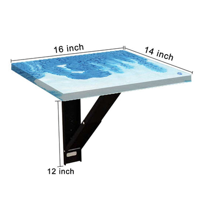 Wall Hung Bedside Table - Arctic Blue Space Watercolor Nutcase